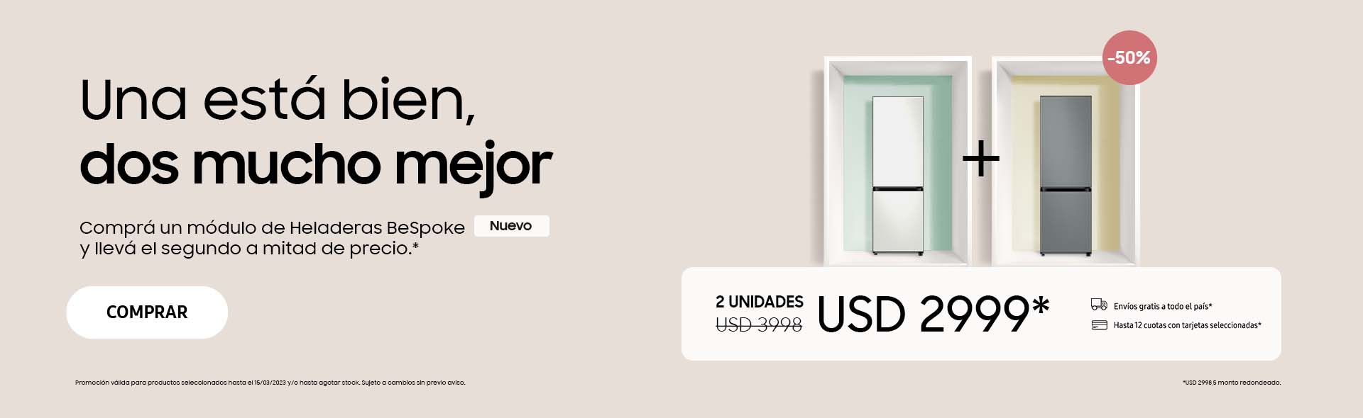 Heladera Samsung Bespoke con módulos combinables y Space Max. Configurá tu heladera a tu manera. ¡Comprala online en Samsung Shop!